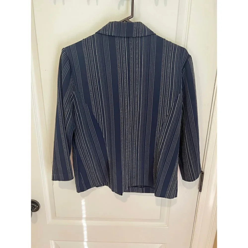 Vintage Courtenay Stretch blazer navy and white stripe size 12 petite